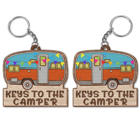 Discover Keys To The Camper Vintage Trailer - Funny, Loving Gifts - Personalized Wooden Keychain
