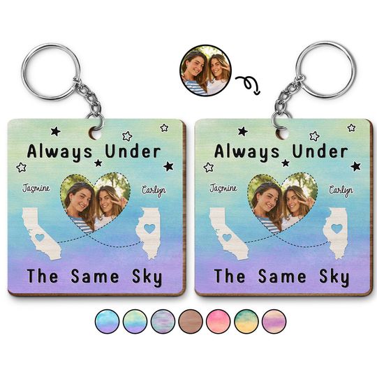 Discover Custom Photo Always Under The Same Sky - Personalized Wooden Keychain