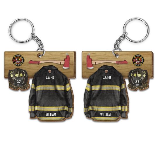 Discover Custom Photo Firefighter Armor - Gift For Firefighter - Personalized Wooden Keychain