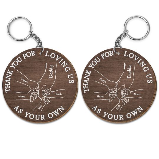 Discover Thank You For Loving Us As Your Own - Personalized Wooden Keychain