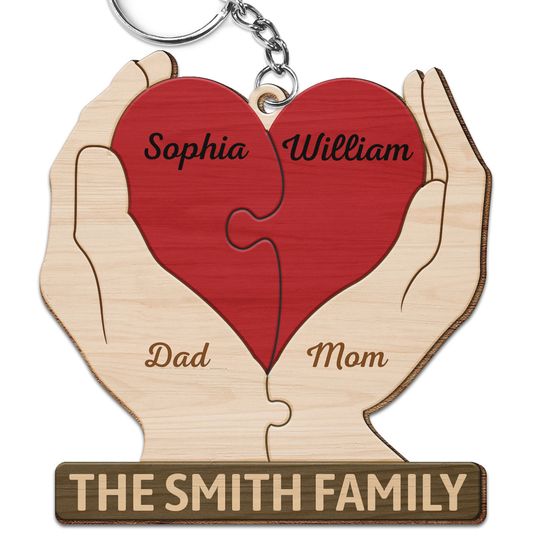 Discover Together Forever Family Hands - Gift For Parents- Personalized Wooden Keychain