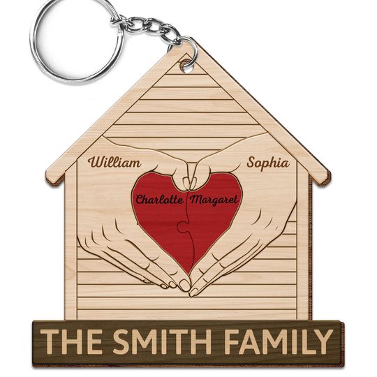 Discover Heart Hands - Gift For Couples, Family, Parents - Personalized Wooden Keychain