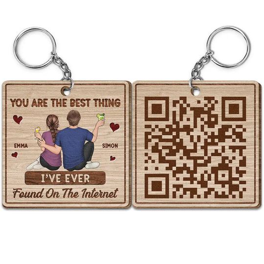 Discover Couple Song QR Code Best Thing Ever Found - Personalized Wooden Keychain