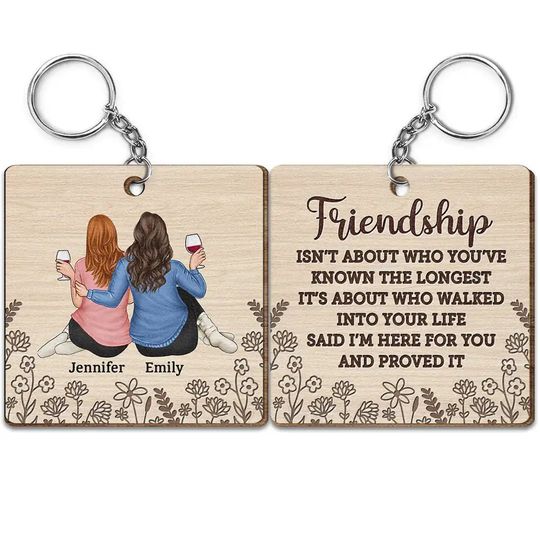 Discover Friendship I'm Here for You - Personalized Wooden Keychain