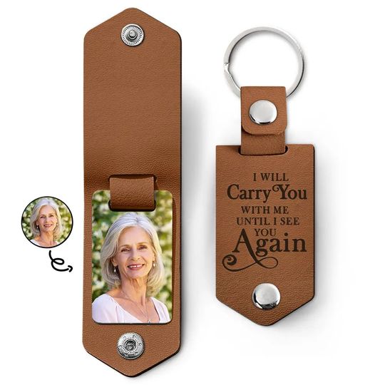 Discover Custom Photo I'll Carry You - Memorial Gift - Personalized Leather Photo Keychain