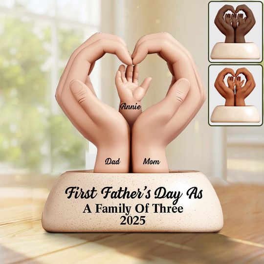 Discover First Father's Day As A Family Of Three/ Four/ Five - Personalized Father Custom Shaped Acrylic Plaque