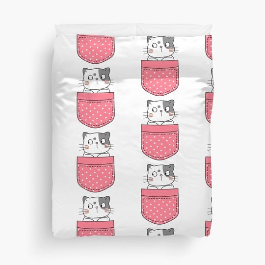 Discover Cat in pocket Duvet Cover