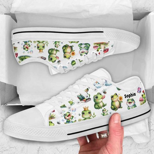 Discover Just A Girl Who Loves Frogs - Personalized Frog Low Top Shoes