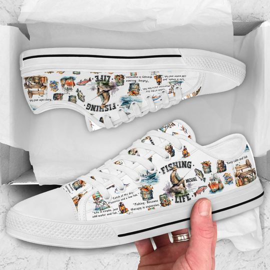 Discover Love Fishing - Personalized Fishing Low Top Shoes