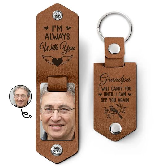 Discover Custom Photo I Will Carry You Until I Can See You Again - Leather Photo Keychain