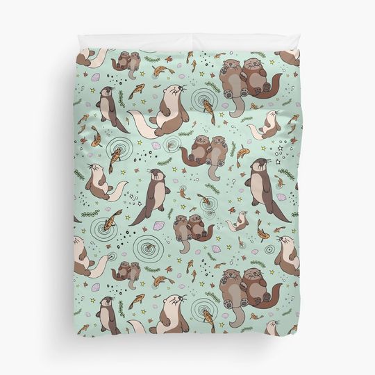 Discover Sea Otters Duvet Cover