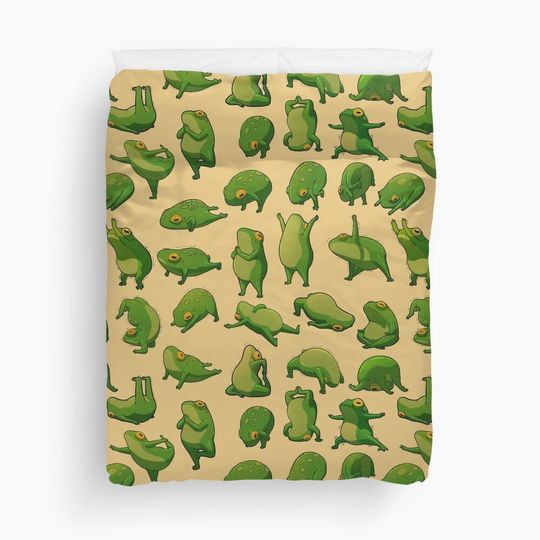 Discover Yoga Frogs Poster No Text Duvet Cover