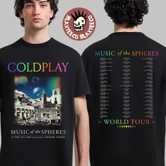 Discover Coldplay El Paso Music Of The Spheres 2025 Tour Tee At Sun Bowl T-Shirt