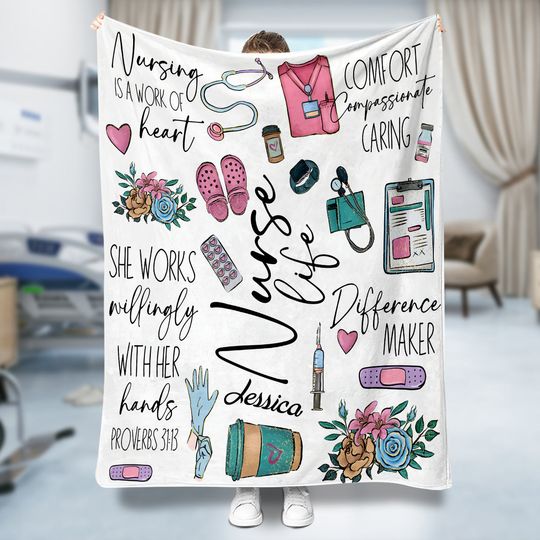 Discover Nursing Is A Work Of Heart - Personalized Nurse Blanket