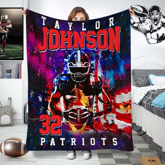 Discover Any Name And Number - Personalized Football Blanket
