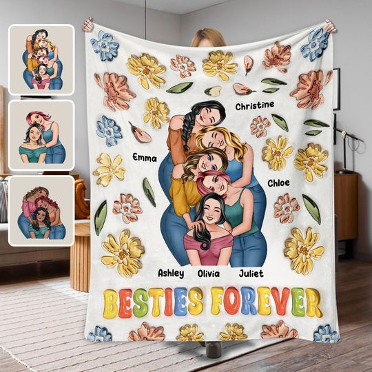 Discover Besties Forever Floral Style - Personalized Bestie Blanket