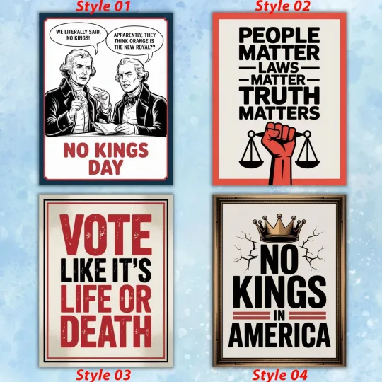 Discover No Kings in America Posters for Rallies, Marches, Political