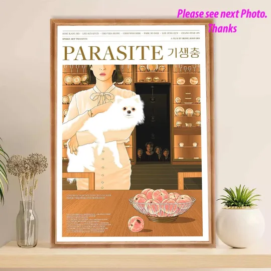 Discover Parasite Movie Poster, Korean Cinema Art Print, Dog & Peaches Variant Wall Decor