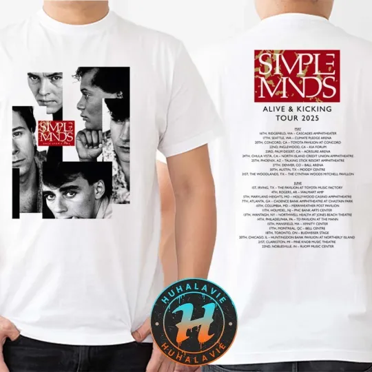 Discover Simple Minds Merch Alive & Kicking Tour 2025 Once Upon A Time Itinerary White Tee