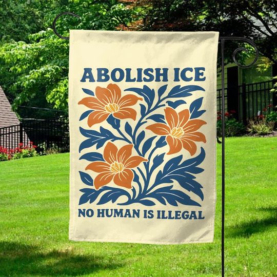 Discover Floral Abolish ICE Human is Illegal Flag