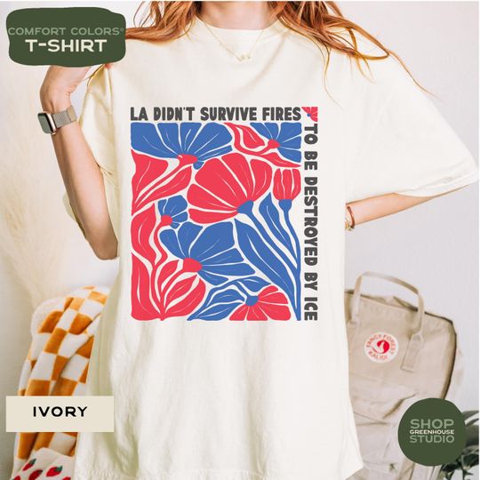 Discover Floral Abolish ICE T-shirt, ICE Out Of LA Top, Immigrant Rights Tee, Anti Trump Shirt