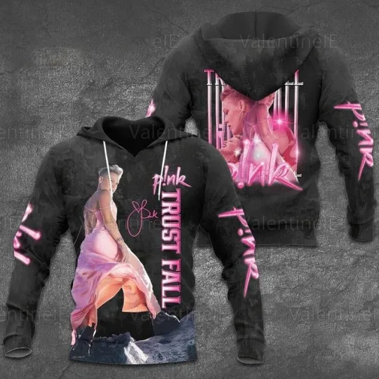 Discover Pink On Tour Pink Singer 3D Hoodie P Nk Pink Unisex Trust Fall Album Aesthetic