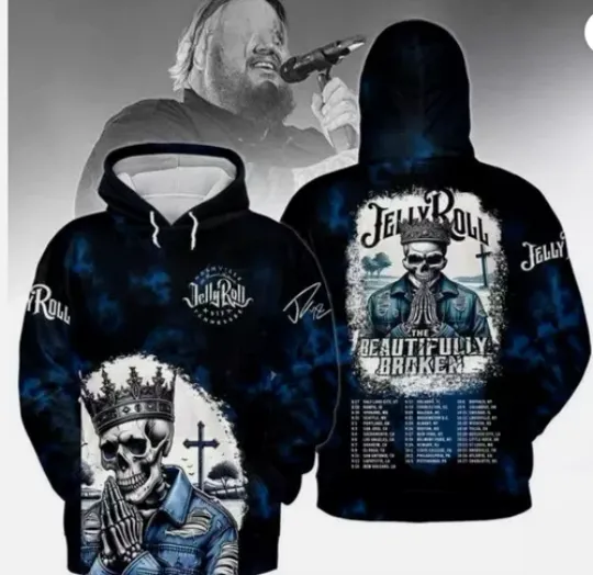 Discover Hoodie 3D Music Lover Jelly Roll The Beautifully Broken