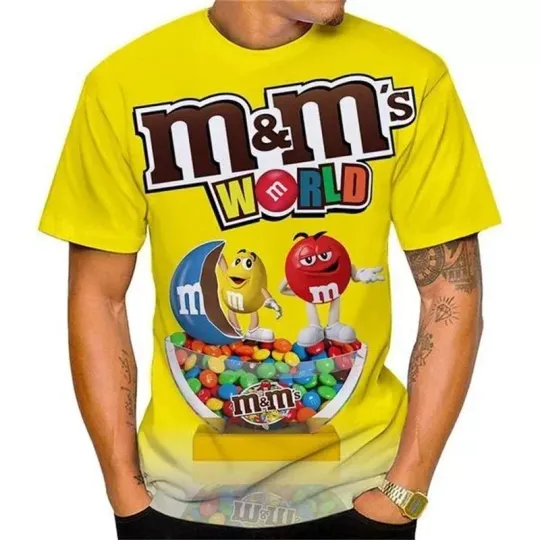 Discover 3D M&M’s T-Shirts – Colorful Candy Print | Unisex, Multiple Designs & Sizes"