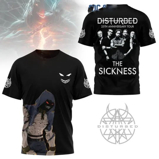 Discover Disturbed 25th Anniversary The Sickness 2025 Tour T-Shirt
