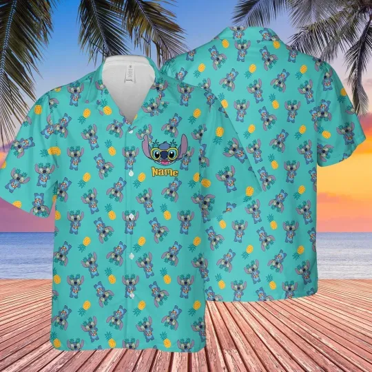 Discover Personalized Stitchh Hawaiian Shirt Casual Button Down Unisex