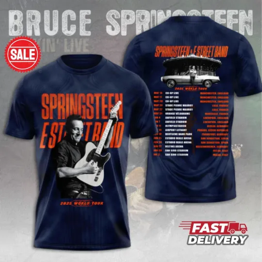 Discover Bruce Springsteen E Street Band Tour 2025 3D T-Shirt