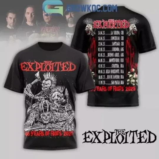 Discover The Exploited 2025 Celebrating The 46 Years Of Rots Tour The Legends T-Shirt 3D