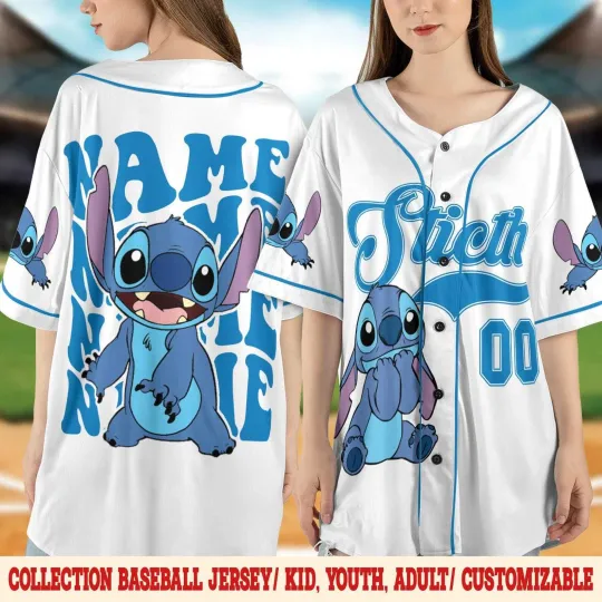 Discover Personalized Cute Stitchh Game Day Lilo And Stitchh 2025 Baseball Jersey Shirt