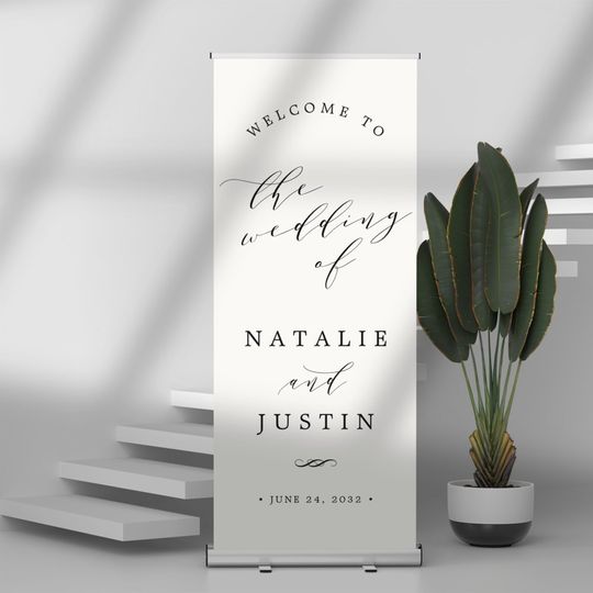 Discover Chic Calligraphy Wedding Welcome Retractable Banner