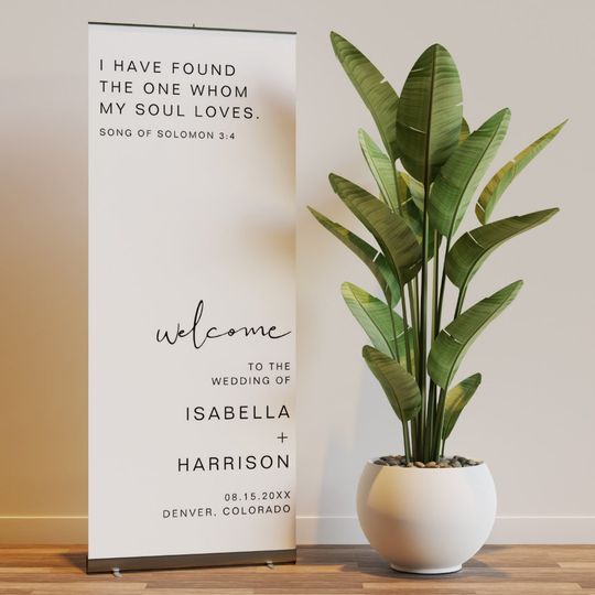 Discover ADELLA Edgy Modern Minimal Wedding Welcome Retractable Banner