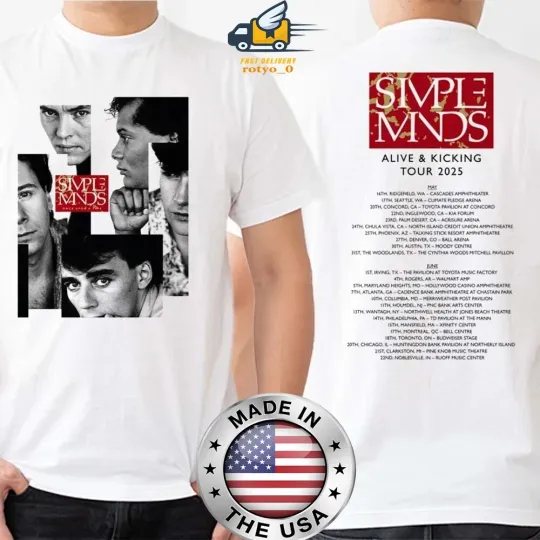 Discover NEW & HOT! Simple Minds Alive & Kicking 2025 Tour Date T-Shirt, Best Gift 2025
