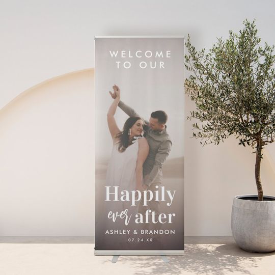 Discover Welcome To Our Wedding Entrance Photo Retractable Banner