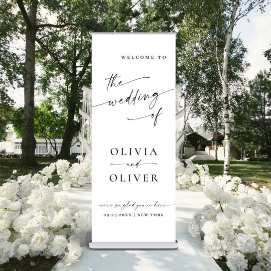 Discover Elegant Minimalist Classy Wedding Welcome Retractable Banner