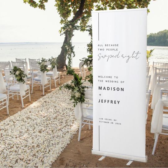 Discover All because two people swiped right Wedding  Retractable Banner