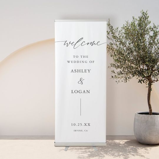 Discover Elegant Welcome To Our Wedding Welcome Retractable Banner