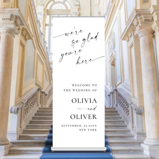 Discover Elegant Minimalist Simple Classy Wedding Welcome Retractable Banner
