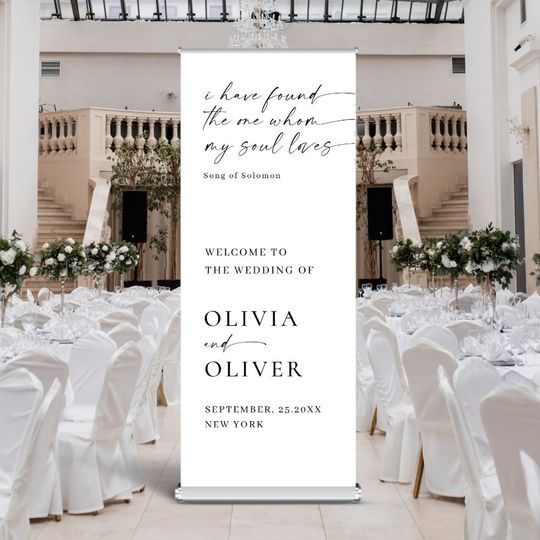 Discover Elegant Minimalist Simple Classy Wedding Welcome Retractable Banner