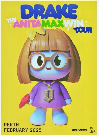 Discover DRAKE 2025 ANITAMAXWIN TOUR HTF Perth tour poster EX condition