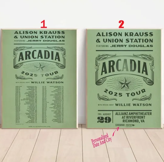 Discover Custom Alison Krauss & Union Station Featuring Jerry Douglas US Tour 2025 Poster
