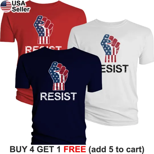 Discover Resist Fist T-Shirt Anti Trump President Protest Social Movement Political