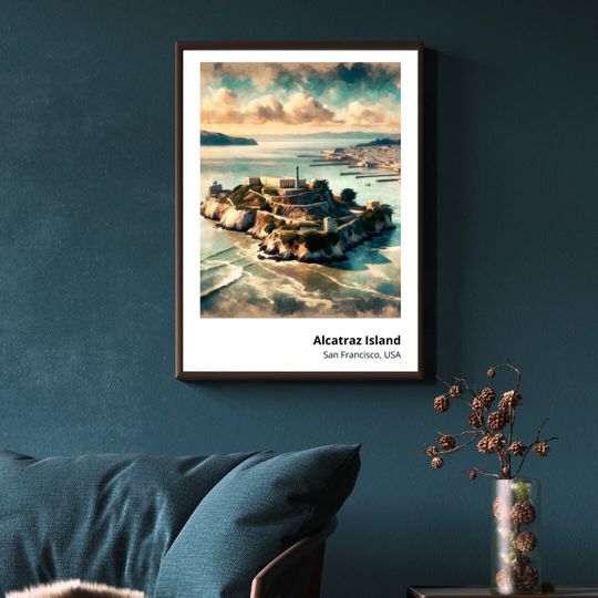 Discover Alcatraz Island Art Poster, Coastal Prison Art