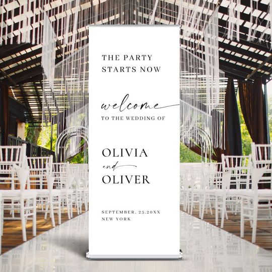 Discover Elegant Minimalist Simple Classy Wedding Welcome Retractable Banner