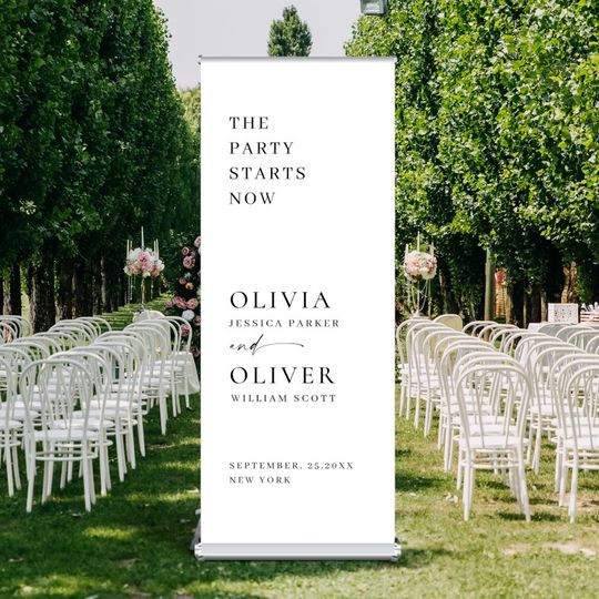 Discover Elegant Minimalist Simple Classy Wedding Welcome Retractable Banner