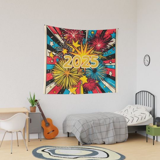 Discover Happy New Year 2025 Tapestry
