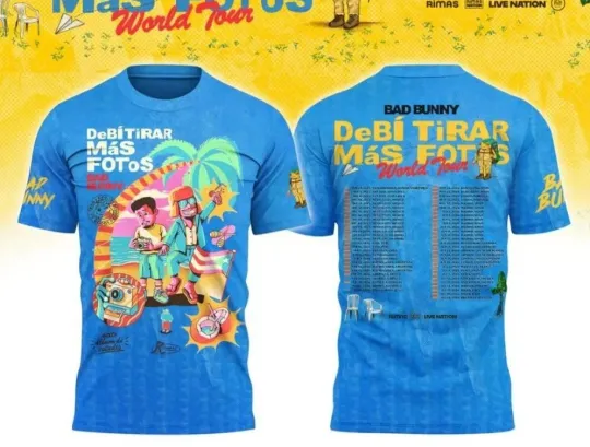 Discover Bad Bunny DeBÍ TiRAR MáS FOToS World Tour 3D T-Shirt